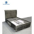 Factory Wholesale Furniture Senior Grey All Size Velvet Bed with Drawer